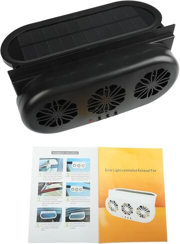 مروحة العادم التي تعمل بالطاقة الشمسية لنوافذ السيارات ، مروحة تهوية السيارات التي تعمل بالطاقة الشمسية مع ثلاثة منافذ شحن USB وتنقية الهواء ، تهوية المركبات (أسود) in Kuwait