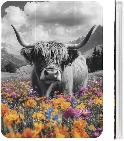 بقرة المرتفعات مع علبة جبلية مع حامل قلم رفيع الخفيفة الوزن Trifold Stand متوافق مع iPad Mini 4/5/6 Mini4/5 （7.9in） in Kuwait