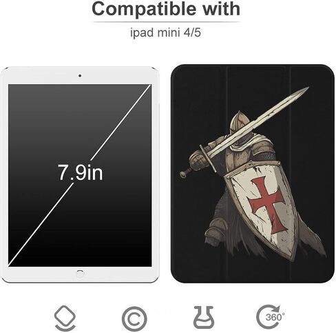 Knights Templar Case with Pen Pend Slim Lightweight Trifold Stand متوافق مع iPad Mini 4/5/6 Mini6 （8.3in） in Saudi Arabia
