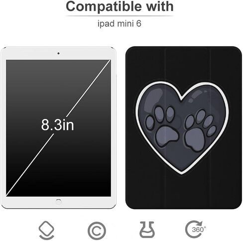 Case Heart Dog Paws مع حامل القلم Trifold Stand خفيفة الوزن متوافق مع iPad Mini 4/5/6 Mini4/5 （7.9in） in Kuwait