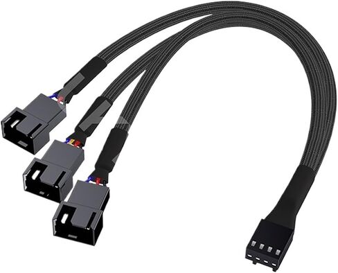 مروحة فاصل كابل PC 4Pin 1 إلى 4 طرق ، كابل محول طاقة المروحة ، كبل سوداء ، كابل مضفر ، 27 سم/10.5 بوصة (1 إلى 1) in Saudi Arabia
