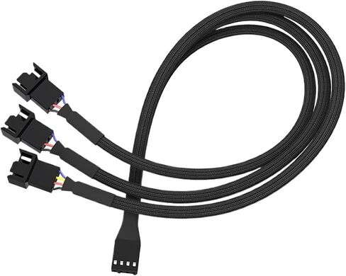 مروحة فاصل كابل PC 4Pin 1 إلى 4 طرق ، كابل محول طاقة المروحة ، كبل سوداء ، كابل مضفر ، 27 سم/10.5 بوصة (1 إلى 1) in Saudi Arabia