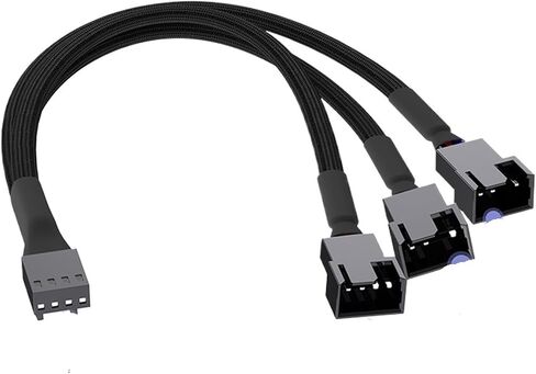 مروحة فاصل كابل PC 4Pin 1 إلى 4 طرق ، كابل محول طاقة المروحة ، كبل سوداء ، كابل مضفر ، 27 سم/10.5 بوصة (1 إلى 1) in Saudi Arabia