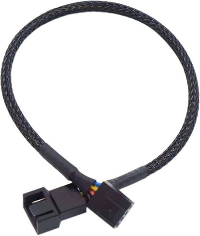 مروحة فاصل كابل PC 4Pin 1 إلى 4 طرق ، كابل محول طاقة المروحة ، كبل سوداء ، كابل مضفر ، 27 سم/10.5 بوصة (1 إلى 1) in Kuwait