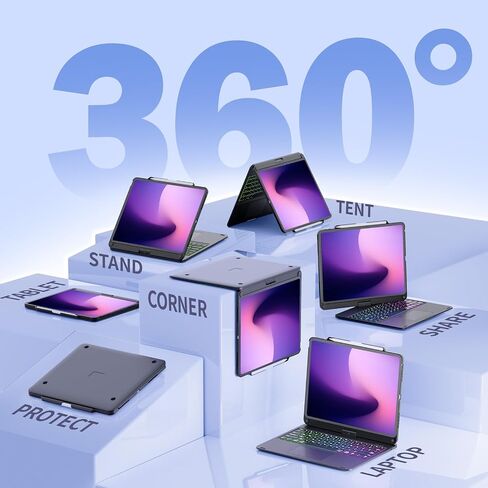 Nokbabo iPad Pro 12.9 بوصة علبة مع لوحة مفاتيح ، قوس قزح خلفي ، حامل قلم رصاص ، 360 درجة قابلة للتدوير ، لوحة مفاتيح لـ iPad Pro 12.9 بوصة 6th/5/4th/3rd - Black in Kuwait
