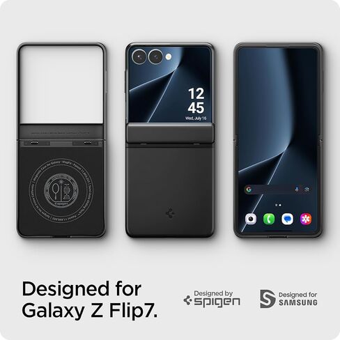 Spigen for Galaxy Z Flip 7 Case ، Airfit pro Magfit [حماية المفصلات] [qi2.1 معتمدة/مغنطيس للمجرة] - أسود in Kuwait