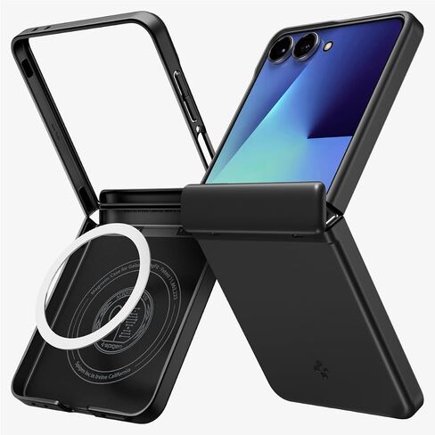 Spigen for Galaxy Z Flip 7 Case ، Airfit pro Magfit [حماية المفصلات] [qi2.1 معتمدة/مغنطيس للمجرة] - أسود in Kuwait