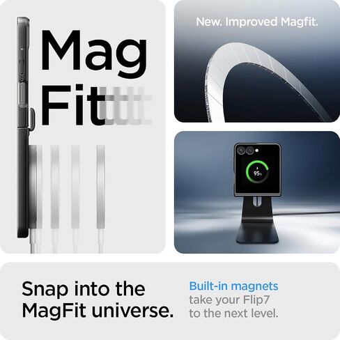 Spigen for Galaxy Z Flip 7 Case ، Airfit pro Magfit [حماية المفصلات] [qi2.1 معتمدة/مغنطيس للمجرة] - أسود in Kuwait