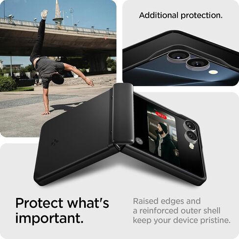 Spigen for Galaxy Z Flip 7 Case ، Airfit pro Magfit [حماية المفصلات] [qi2.1 معتمدة/مغنطيس للمجرة] - أسود in Kuwait