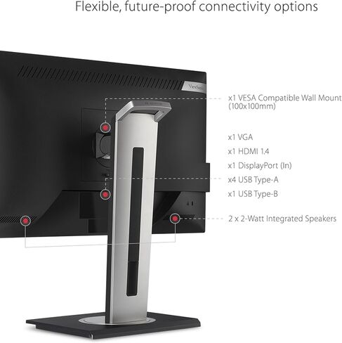 ViewSonic VG2448A 24 Inch IPS 1080p Ergonomic Monitor with Ultra-Thin Bezels, HDMI, DisplayPort, USB, VGA (Renewed) in Saudi Arabia