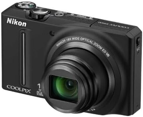 كاميرا Nikon COOLPIX S9100 12.1 ميجابكسل CMOS الرقمية مع عدسة تكبير بصري واسعة الزاوية 18x NIKKOR ED وفيديو عالي الدقة 1080 بكسل (أسود) (النموذج القديم) (متجدد) in Saudi Arabia