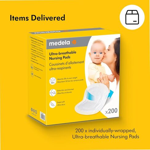 Medela Ultra-Breathable Nursing Pad | 60 Count, Highly Absorbent, Breathable and Discreet for Comfortable Wear in Kuwait