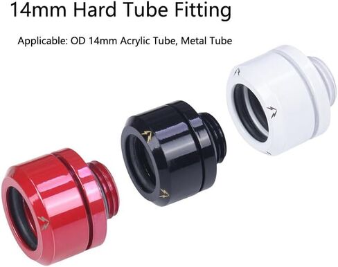 6 Pack 14mm Hard Tubing Compression Fitting. G1/4" Thread 3 Layer Sealing Ring for PC Water Cooling System Fittings (White) in Saudi Arabia