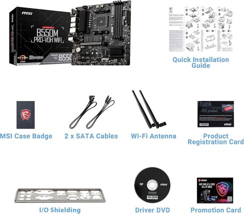 MSI AMD B550M PRO-VDH WIFI Socket AM4 Micro ATX DDR4-SDRAM اللوحة الأم (متجددة) in Kuwait