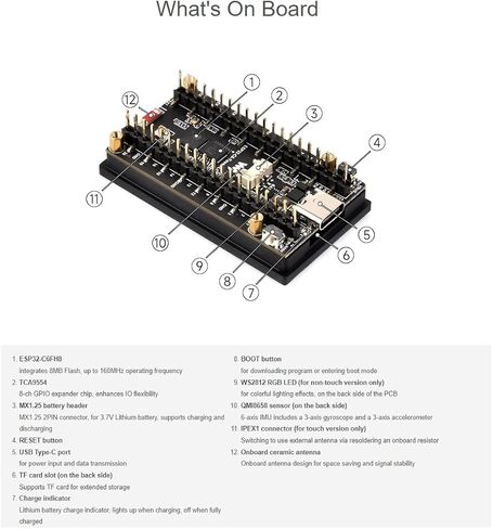 WAVESHARE ESP32-C6 1.9 بوصة لوحة تطوير اللمس ، 170 × 320 بكسل 262K LCD SCREEM الدعم 2.4 جيجا هرتز و WIFI و Bluetooth BLE 5 يدعم 90 درجة دوران الأجهزة in Saudi Arabia