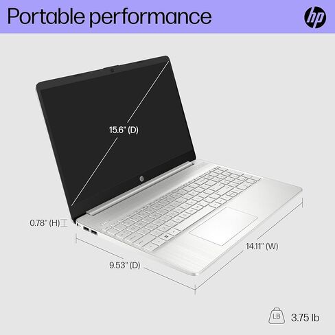 HP 15 LAPTOP (15.6 "FHD Anti-Glare ، معالج Intel Core i5 ، ذاكرة الوصول العشوائي 16 جيجابايت ، 512 جيجابايت SSD) للأعمال التجارية ، الطالب ، المنزل ، عمر بطارية طوله 10 ساعات ، النوع C ، HDMI ، Numpad ، Wi-Fi ، WINDOWS 11 Home ، Silver ، Silver in Kuwait