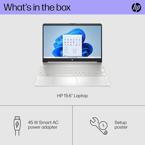 HP 15 LAPTOP (15.6 "FHD Anti-Glare ، معالج Intel Core i5 ، ذاكرة الوصول العشوائي 16 جيجابايت ، 512 جيجابايت SSD) للأعمال التجارية ، الطالب ، المنزل ، عمر بطارية طوله 10 ساعات ، النوع C ، HDMI ، Numpad ، Wi-Fi ، WINDOWS 11 Home ، Silver ، Silver in Kuwait