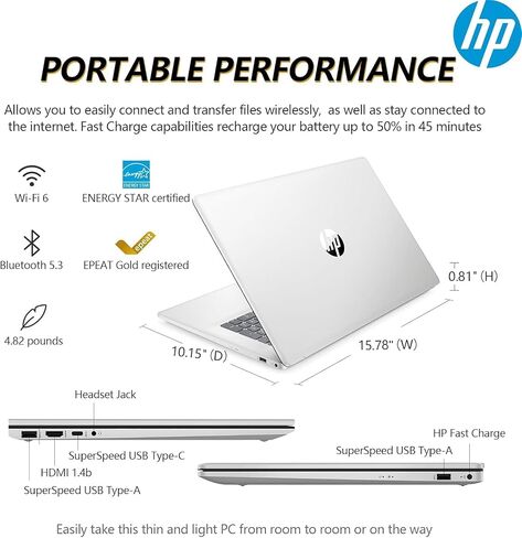 HP آخر 17 بوصة كمبيوتر محمول للأعمال 2025 ، 17.3 '' FHD IPS معرض مضاد لـ Glare ، AMD Ryzen 5 7430U (Beats Core I7-1355U) ، 64GB RAM ، 2TB SSD ، AMD Radeon Graphics ، HDMI ، Windows 11 Pro ، WI-FI 6 ، WOWPC USB in Saudi Arabia