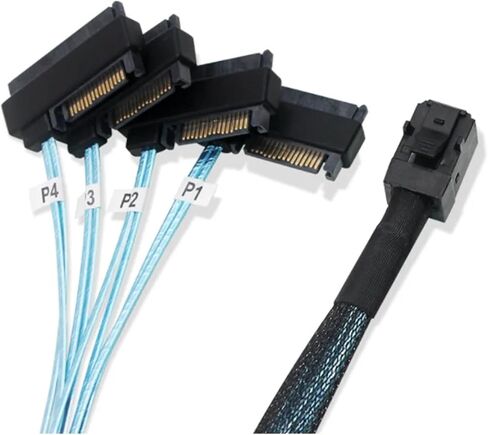 0.5m 1m N/ew SFF-8643 to 4 SFF-8482 Internal M1ni S/A/S 3.0 HD to 4 29pin SFF 8482 Connector with S/A/S 15pin Power Port 12GB/S Cable(1m) in Saudi Arabia