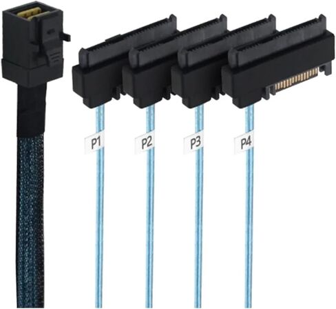 0.5m 1m N/ew SFF-8643 to 4 SFF-8482 Internal M1ni S/A/S 3.0 HD to 4 29pin SFF 8482 Connector with S/A/S 15pin Power Port 12GB/S Cable(1m) in Saudi Arabia