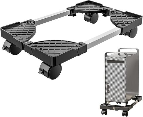 CPU Stand PC Tower Stand ، وقوف CPU القابل للتعديل مع عجلات العجلات المتداول ، وحامل مضيف الكمبيوتر الشخصي لحالة كمبيوتر سطح المكتب (أسود) in Kuwait