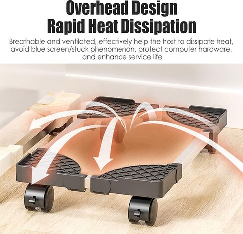 CPU Stand PC Tower Stand ، وقوف CPU القابل للتعديل مع عجلات العجلات المتداول ، وحامل مضيف الكمبيوتر الشخصي لحالة كمبيوتر سطح المكتب (أسود) in Kuwait