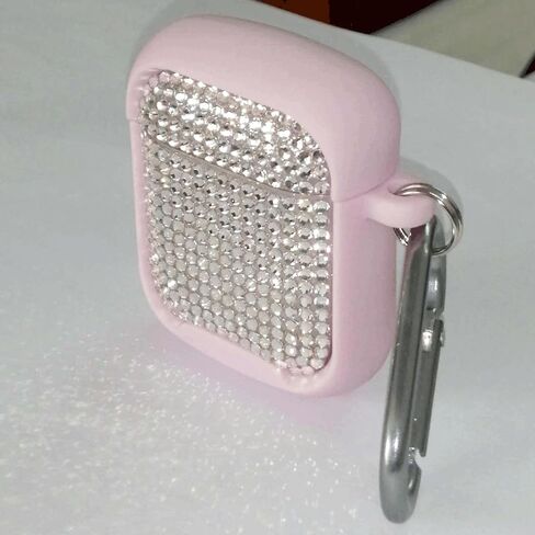 علبة Bling Rhinestone لـ AirPods ذات سلسلة المفاتيح المعدنية ، وغطاء سيليكون ناعم من الماس ذي الجودة العالية+غطاء وقائي من الكمبيوتر الصلب ، متوافق مع Apple Airpods 2nd/1st Caseing Case in Kuwait