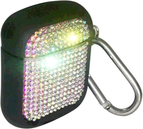 علبة Bling Rhinestone لـ AirPods ذات سلسلة المفاتيح المعدنية ، وغطاء سيليكون ناعم من الماس ذي الجودة العالية+غطاء وقائي من الكمبيوتر الصلب ، متوافق مع Apple Airpods 2nd/1st Caseing Case in Kuwait