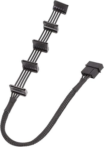 H&*igh qu>ality 1 Pcs Practical Durable PC Server 4 Pins IDE 1 to 5 SATA Power Cable Adapter Splitter Cables 18AWG Black 40cm in Saudi Arabia