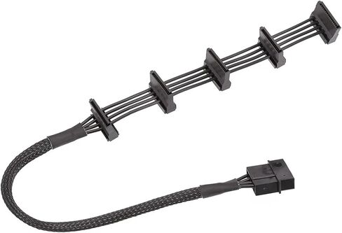 H&*igh qu>ality 1 Pcs Practical Durable PC Server 4 Pins IDE 1 to 5 SATA Power Cable Adapter Splitter Cables 18AWG Black 40cm in Saudi Arabia
