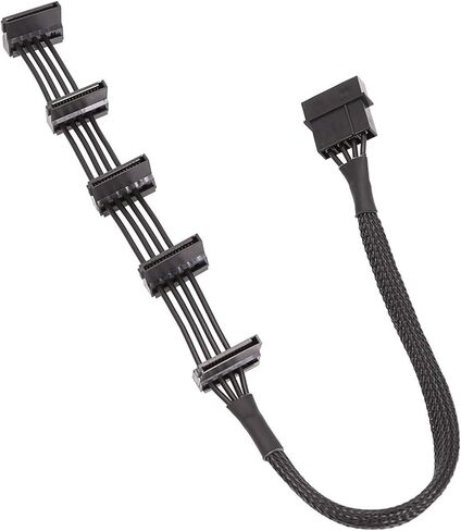 H&*igh qu>ality 1 Pcs Practical Durable PC Server 4 Pins IDE 1 to 5 SATA Power Cable Adapter Splitter Cables 18AWG Black 40cm in Saudi Arabia