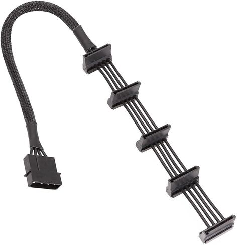 H&*igh qu>ality 1 Pcs Practical Durable PC Server 4 Pins IDE 1 to 5 SATA Power Cable Adapter Splitter Cables 18AWG Black 40cm in Saudi Arabia