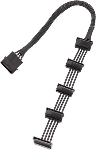 H&*igh qu>ality 1 Pcs Practical Durable PC Server 4 Pins IDE 1 to 5 SATA Power Cable Adapter Splitter Cables 18AWG Black 40cm in Saudi Arabia