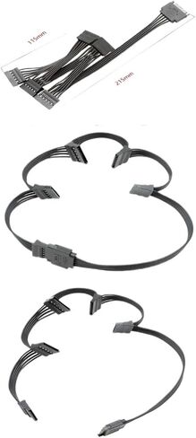 15 PIN SATA Power Splitter 15pin Sata Male 1 إلى 3/4/5/6 كابل محول فاصل الطاقة (5 أنثى SATA) in Kuwait