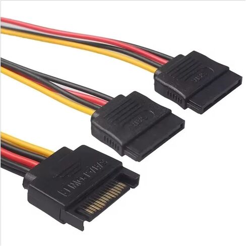 sata 1 ذكر إلى 2 daul female sata splith cable hard hdd 15pin 1 to 2 power adapter coll for computer y lape pc cable in Saudi Arabia