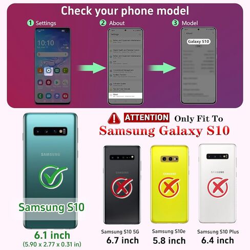 لحالة Galaxy S10: حالة Samsung Galaxy S10 مع حامي شاشة HD - حالات حماية من الدرجة العسكرية مع حلقة Samsung S10 (أحمر) in Kuwait