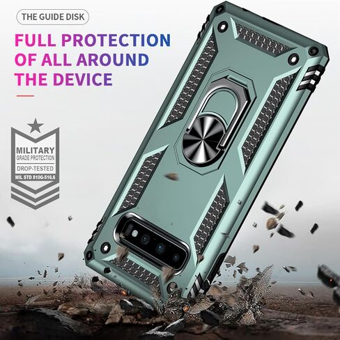 لحالة Galaxy S10: حالة Samsung Galaxy S10 مع حامي شاشة HD - حالات حماية من الدرجة العسكرية مع حلقة Samsung S10 (أحمر) in Kuwait