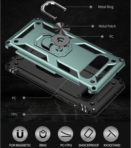 لحالة Galaxy S10: حالة Samsung Galaxy S10 مع حامي شاشة HD - حالات حماية من الدرجة العسكرية مع حلقة Samsung S10 (أحمر) in Kuwait