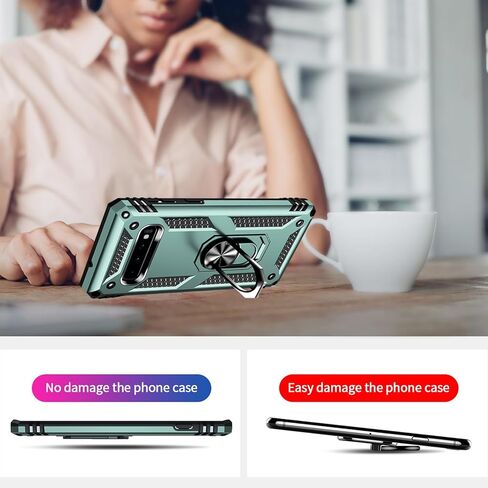 لحالة Galaxy S10: حالة Samsung Galaxy S10 مع حامي شاشة HD - حالات حماية من الدرجة العسكرية مع حلقة Samsung S10 (أحمر) in Kuwait