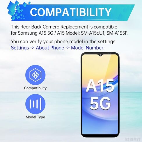 بالنسبة إلى Samsung Galaxy A15 5G A15 ، قم بإصلاح وحدة الكاميرا الخلفية البديلة للوحدة النمطية لـ Samsung A15 5G A15 SM-A156U SM-A156U1 SM-A156U 1SM-A155F in Kuwait