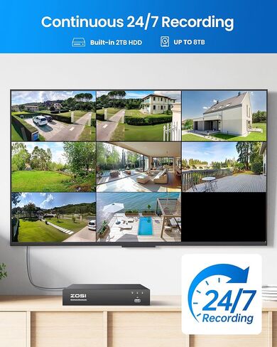Zosi 32Ch 4K Poe Camera Camera System ، 16 × 8 ميجابكسل كاميرات خارجية داخلية ، صوت أحادي الاتجاه ، عدد الأشخاص ، الكشف عن الأشخاص/المركبات ، 16 ميناء 32 قناة NVR مع 4TB HDD للتسجيل التجاري 24/7 in Kuwait