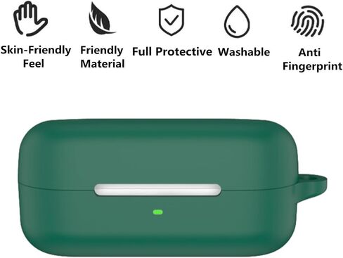 Case Compatible with Sony WF-C510 Soft Silicone Shockproof Protective Cover with Carabiner (Green) in Kuwait