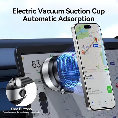 Electric Vacuum Suction Car Phone Holder, 360° Rotation Magnetic Phone Holder for Car Foldable Strong Suction Adjustable Car Phone Mount Stand for iPhone16/15/14/13/12(Not Charge Phone) in Saudi Arabia