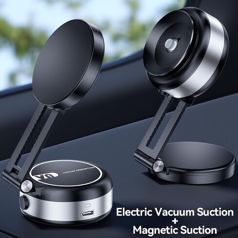 Electric Vacuum Suction Car Phone Holder, 360° Rotation Magnetic Phone Holder for Car Foldable Strong Suction Adjustable Car Phone Mount Stand for iPhone16/15/14/13/12(Not Charge Phone) in Saudi Arabia