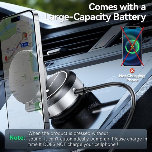 Electric Vacuum Suction Car Phone Holder, 360° Rotation Magnetic Phone Holder for Car Foldable Strong Suction Adjustable Car Phone Mount Stand for iPhone16/15/14/13/12(Not Charge Phone) in Saudi Arabia