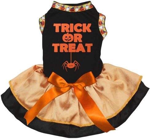 فستان Petitebella Trick Or Treat Spider Puppy Dog (برتقالي/أسود LED، متوسط) in Kuwait