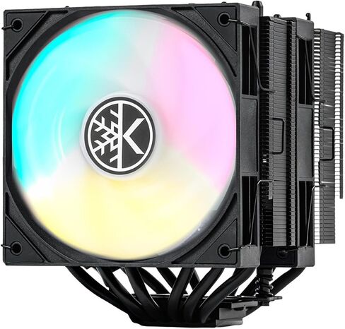 Kingcool Iron Wind 120 Argb Cpu Air Coolor ، 6 أنابيب حرارة وأبراج مزدوجة ، عشاق PWM مزدوجة 120 مم ، 1800 دورة في الدقيقة ، إضاءة ARGB ، مبرد الكمبيوتر لـ AMD AM4 AM5/ Intel LGA 1851/1700 ، Black in Kuwait