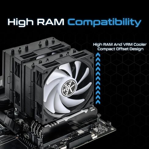 Kingcool Iron Wind 120 Argb Cpu Air Coolor ، 6 أنابيب حرارة وأبراج مزدوجة ، عشاق PWM مزدوجة 120 مم ، 1800 دورة في الدقيقة ، إضاءة ARGB ، مبرد الكمبيوتر لـ AMD AM4 AM5/ Intel LGA 1851/1700 ، Black in Kuwait