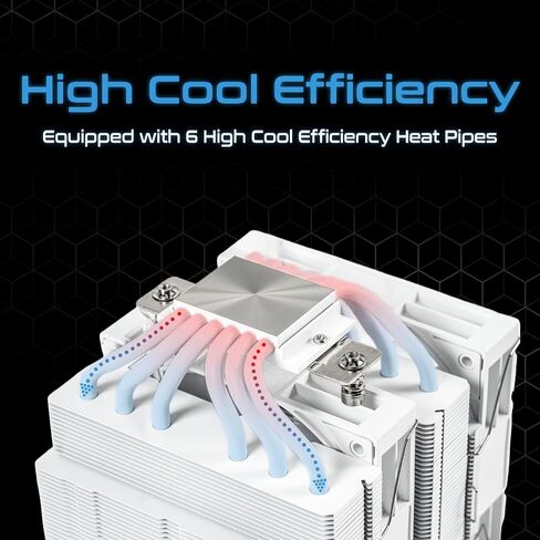 Kingcool Iron Wind 120 Argb Cpu Air Coolor ، 6 أنابيب حرارة وأبراج مزدوجة ، عشاق PWM مزدوجة 120 مم ، 1800 دورة في الدقيقة ، إضاءة ARGB ، مبرد الكمبيوتر لـ AMD AM4 AM5/ Intel LGA 1851/1700 ، Black in Kuwait