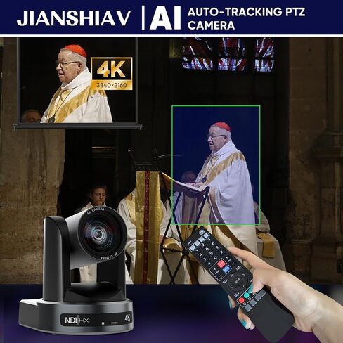 4K 30 إطارًا في الثانية من كاميرا NDI PTZ ، تتبع AI AI AUTO ، ZOOM البصري 20x ، وذلك ، وذلك في ألوان الحياة ، POE ، HDMI ، USB ، SDI ، IP Camera for Church Services Education VMIX OBS (JS520USH4K in Kuwait